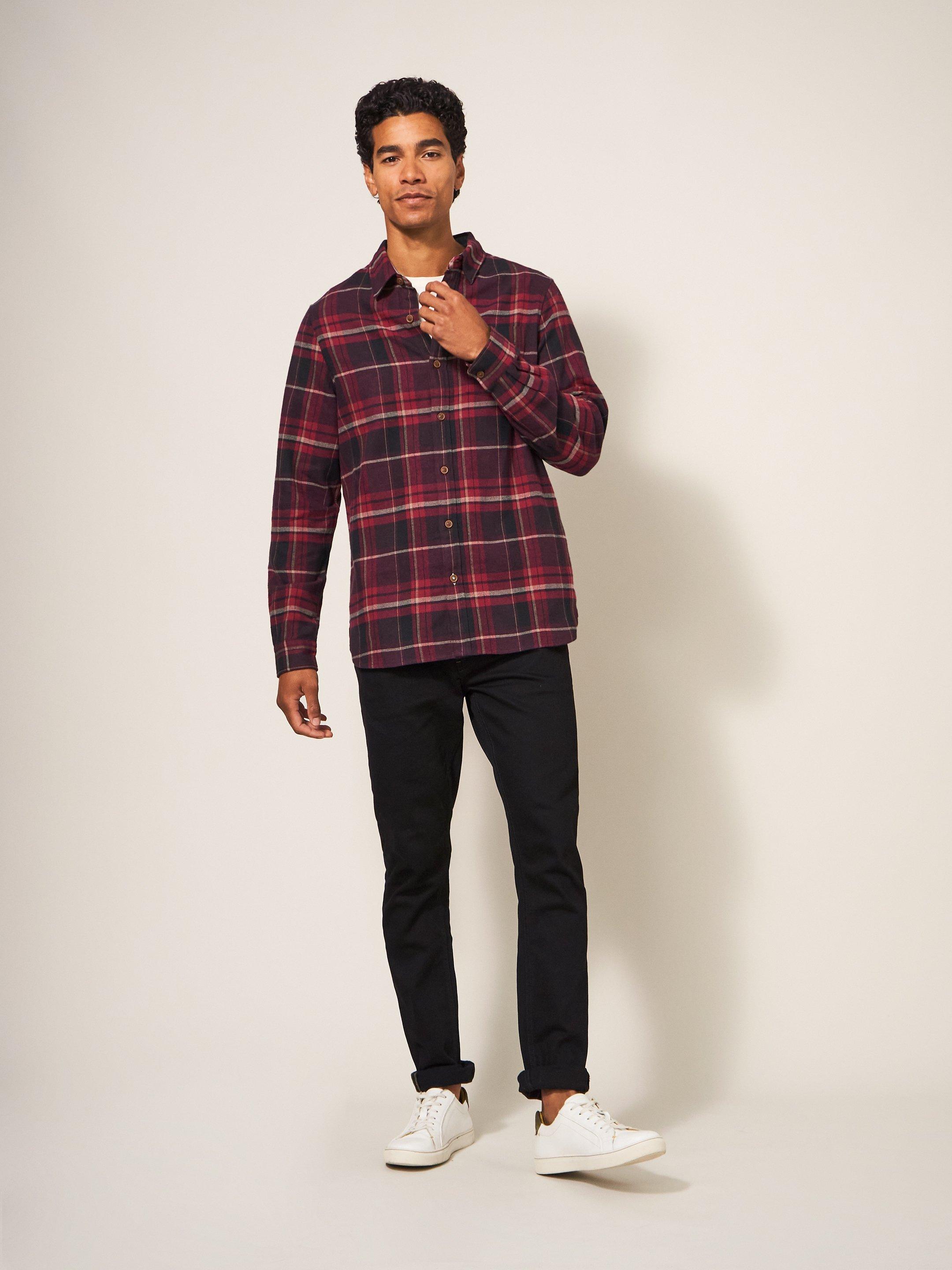 Moxley Brushed Check Shirt in DK RED - LIFESTYLE