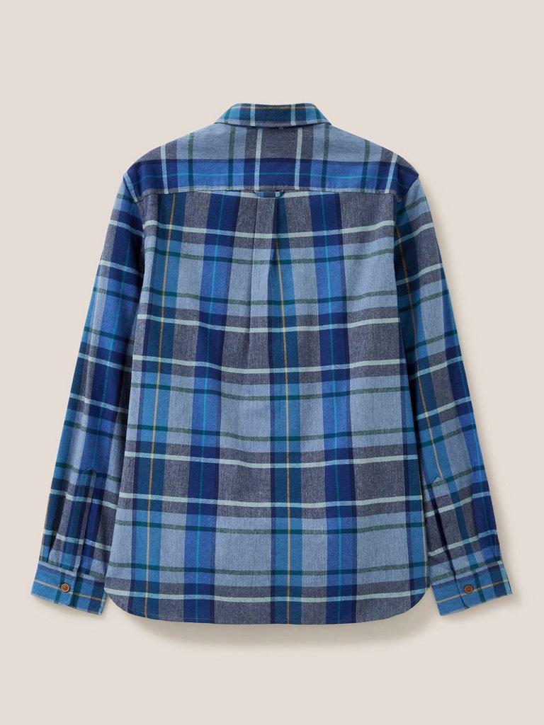 Moxley Brushed Check Shirt in MID BLUE - FLAT BACK