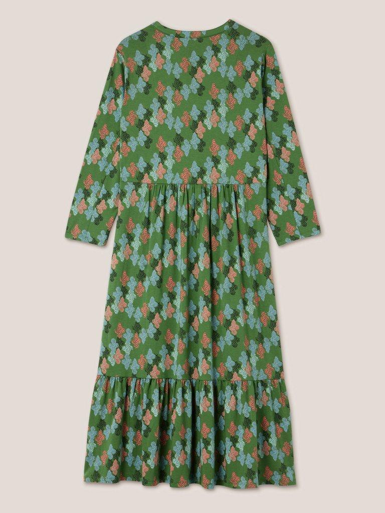 Naya Printed Jersey Dress in GREEN PR - FLAT BACK