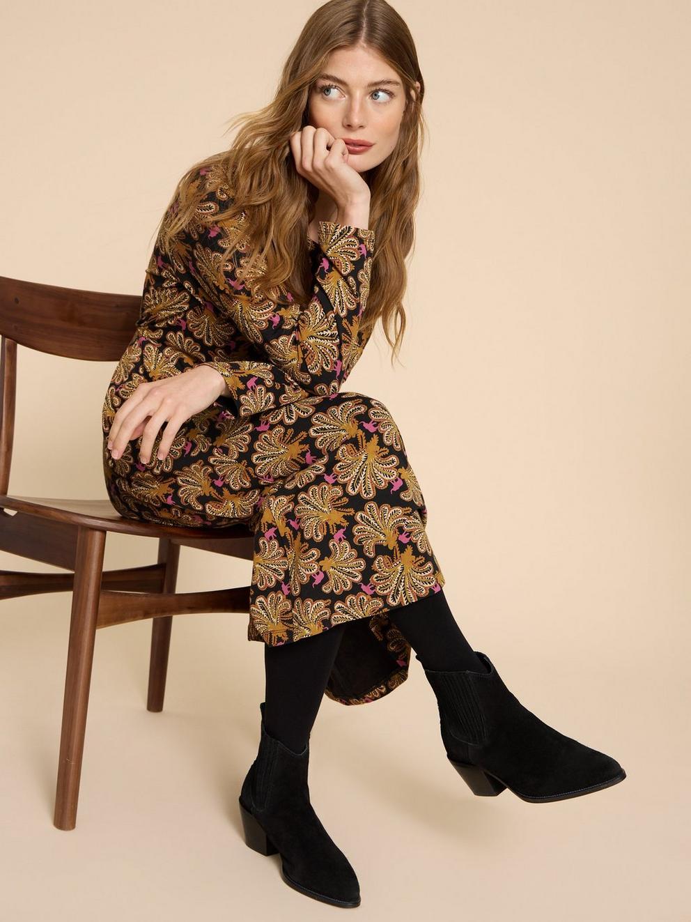 Madeline Classic Jersey Dress in BLK PR - LIFESTYLE