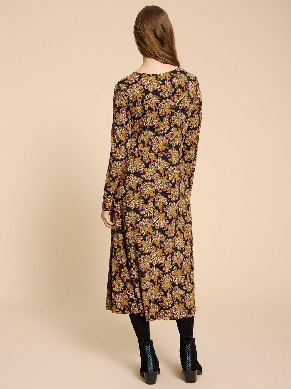 Madeline Classic Jersey Dress in BLK PR - MODEL BACK