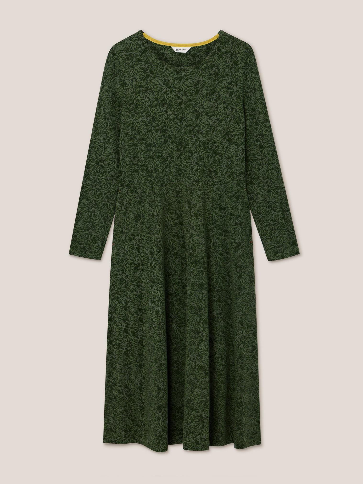 Madeline Classic Jersey Dress in GREEN PR - FLAT FRONT