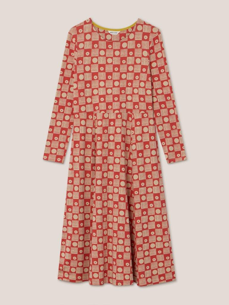 Madeline Classic Jersey Dress in RED PRINT | White Stuff