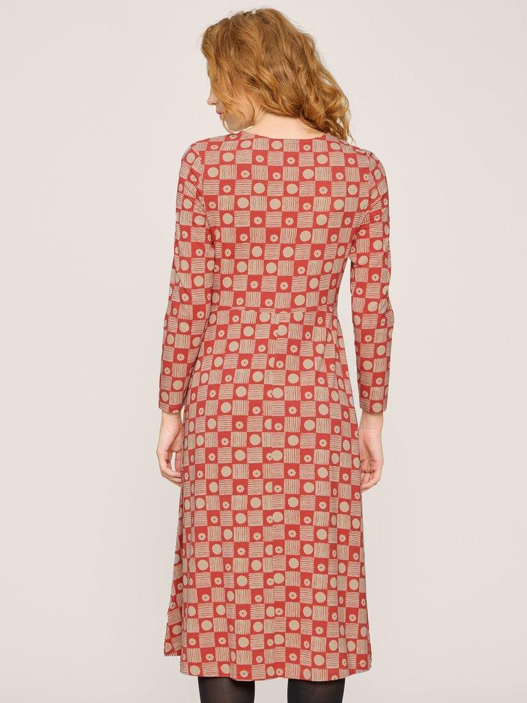 Madeline Classic Jersey Dress in RED PR - MODEL BACK
