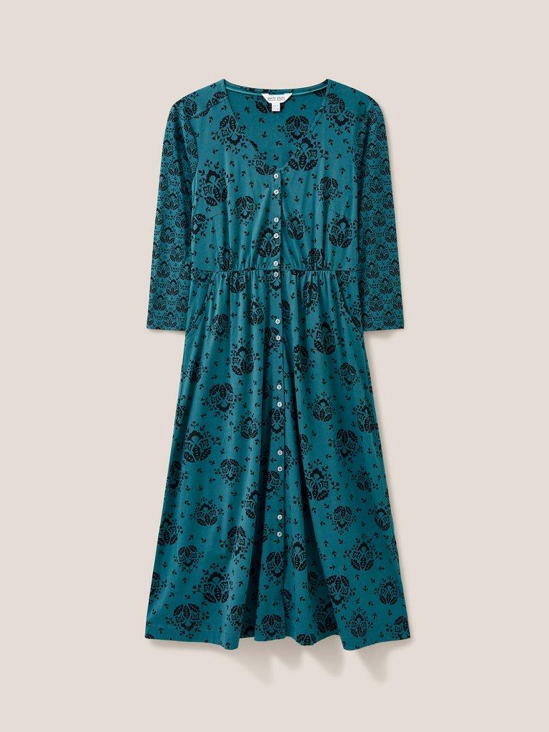 Mia Jersey Cotton Dress in TEAL PRINT | White Stuff