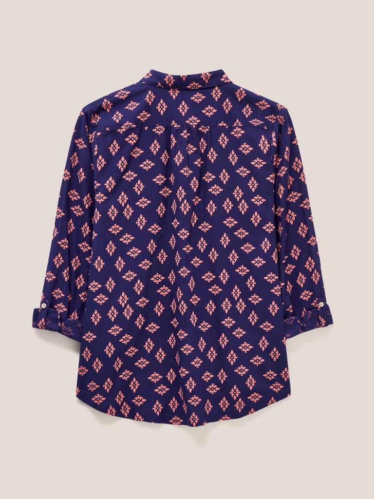 Sophie Cotton Shirt in NAVY PR - FLAT BACK