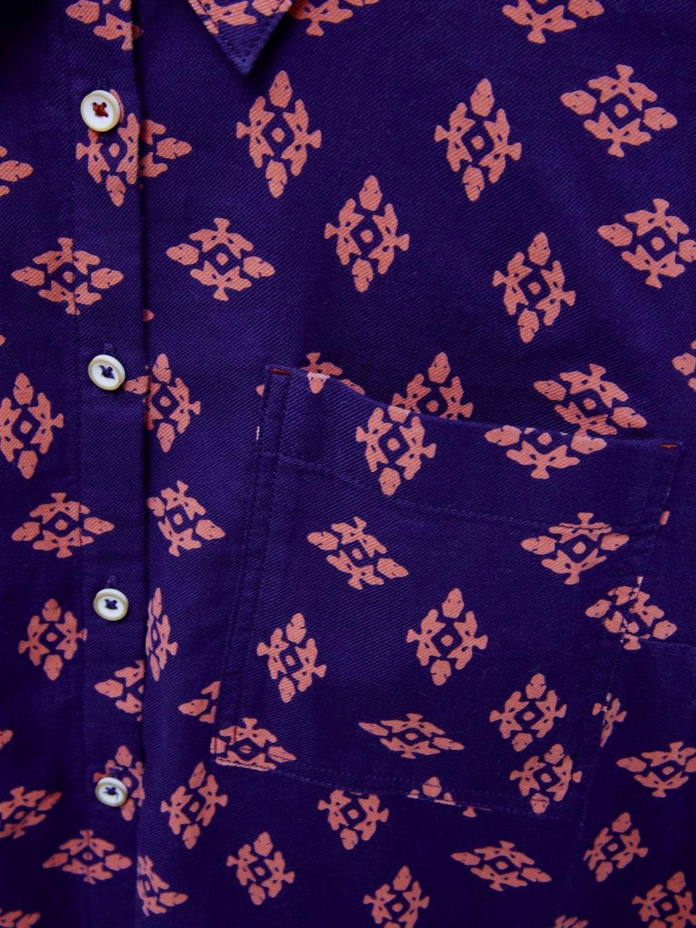 Sophie Cotton Shirt in NAVY PR - FLAT DETAIL