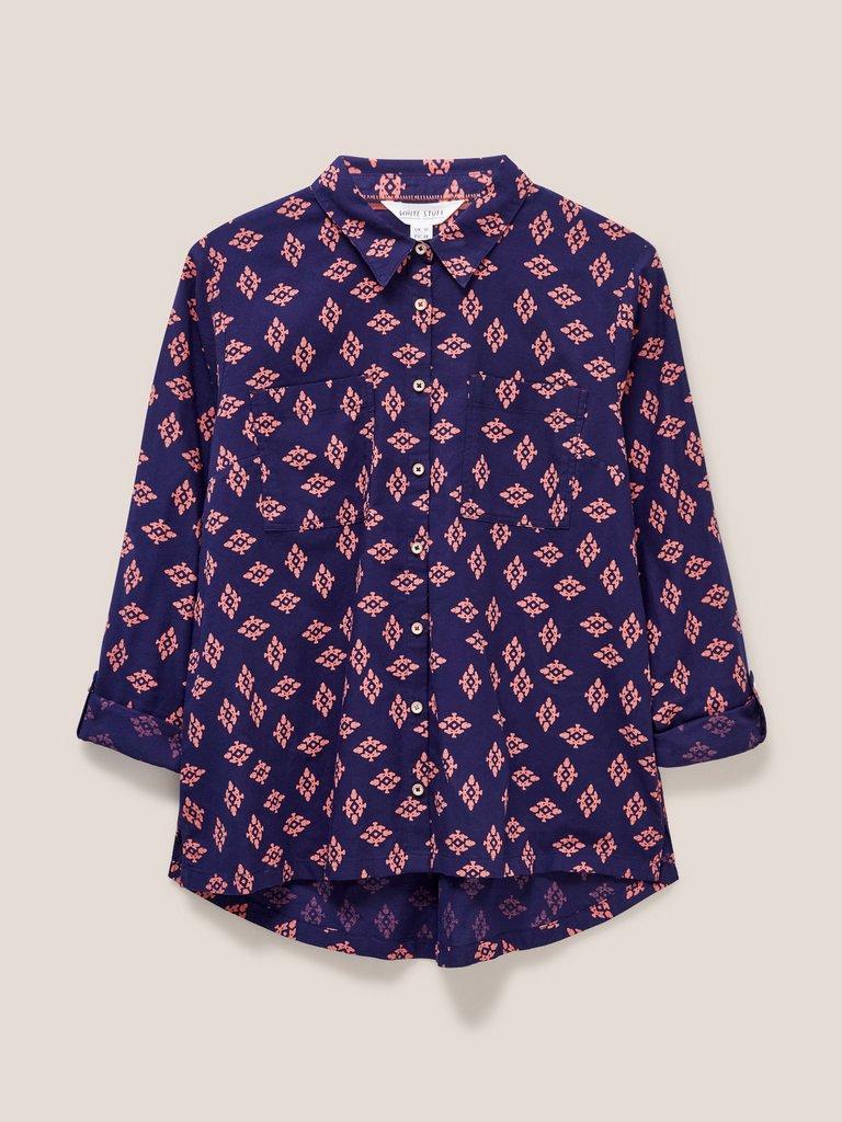 Sophie Cotton Shirt in NAVY PR - FLAT FRONT