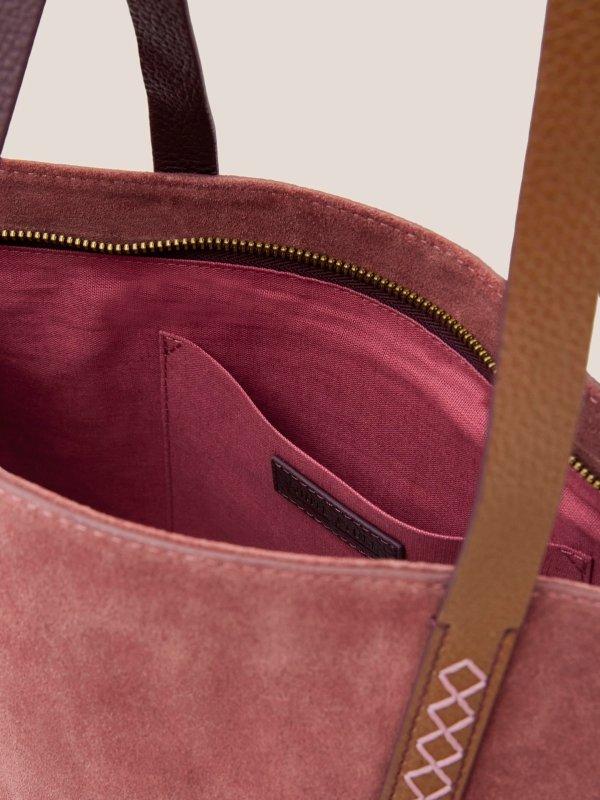 Tara Leather Tote Bag in DEEP RED - FLAT DETAIL