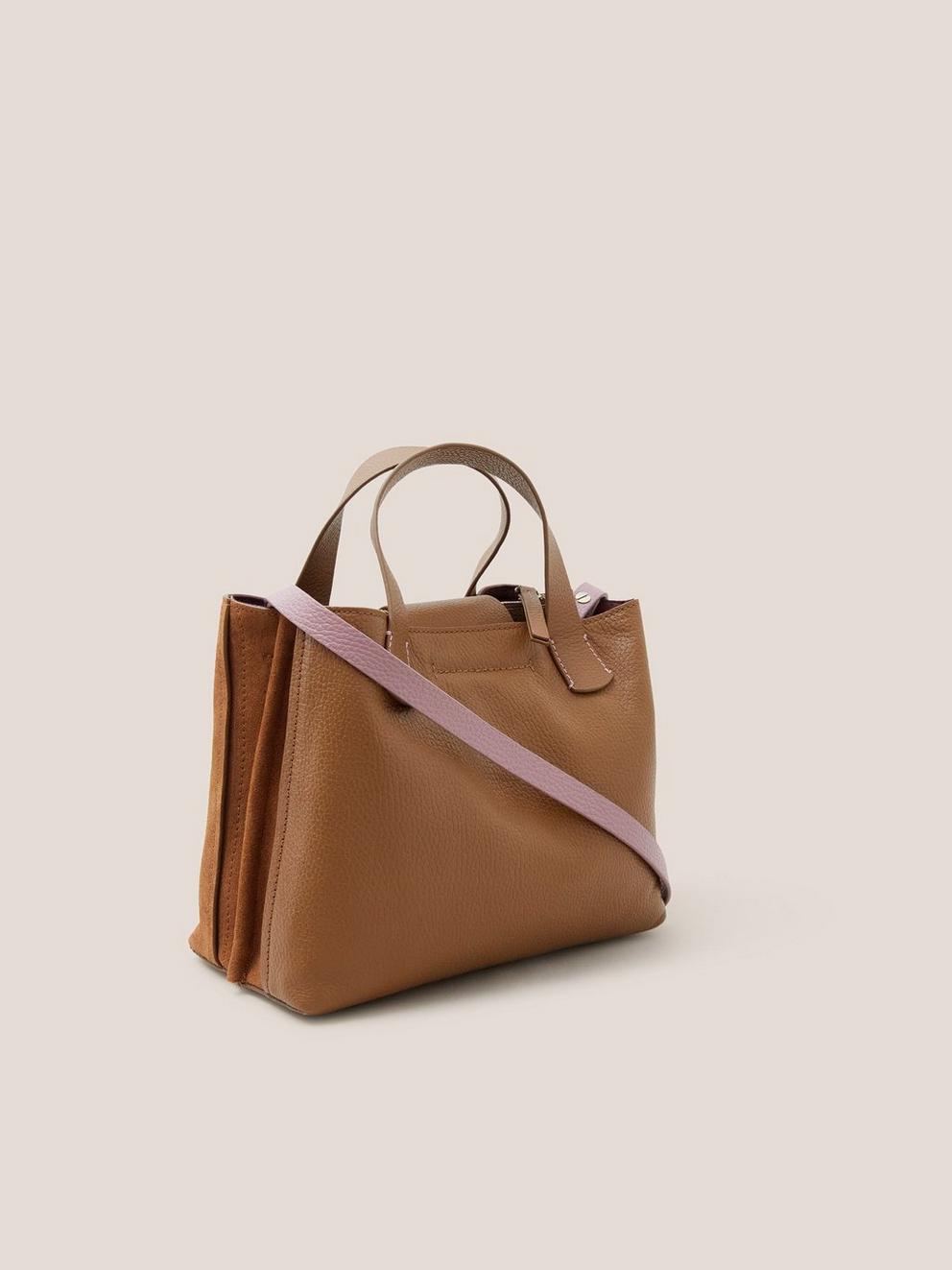 Mini Helena Leather Tote in TAN MULTI - FLAT BACK