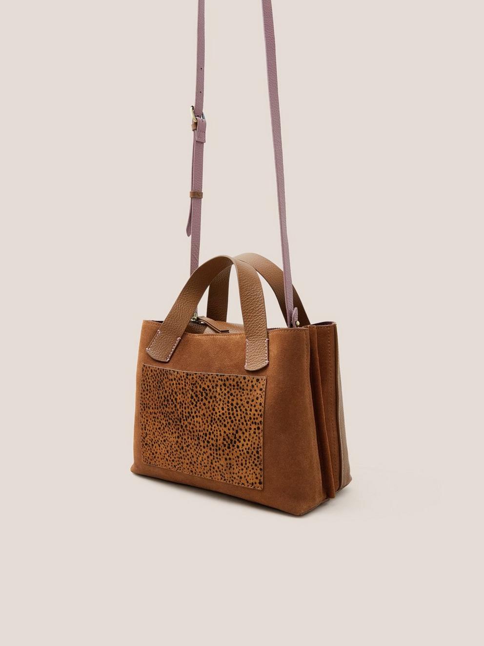 Mini Helena Leather Tote in TAN MULTI - FLAT FRONT