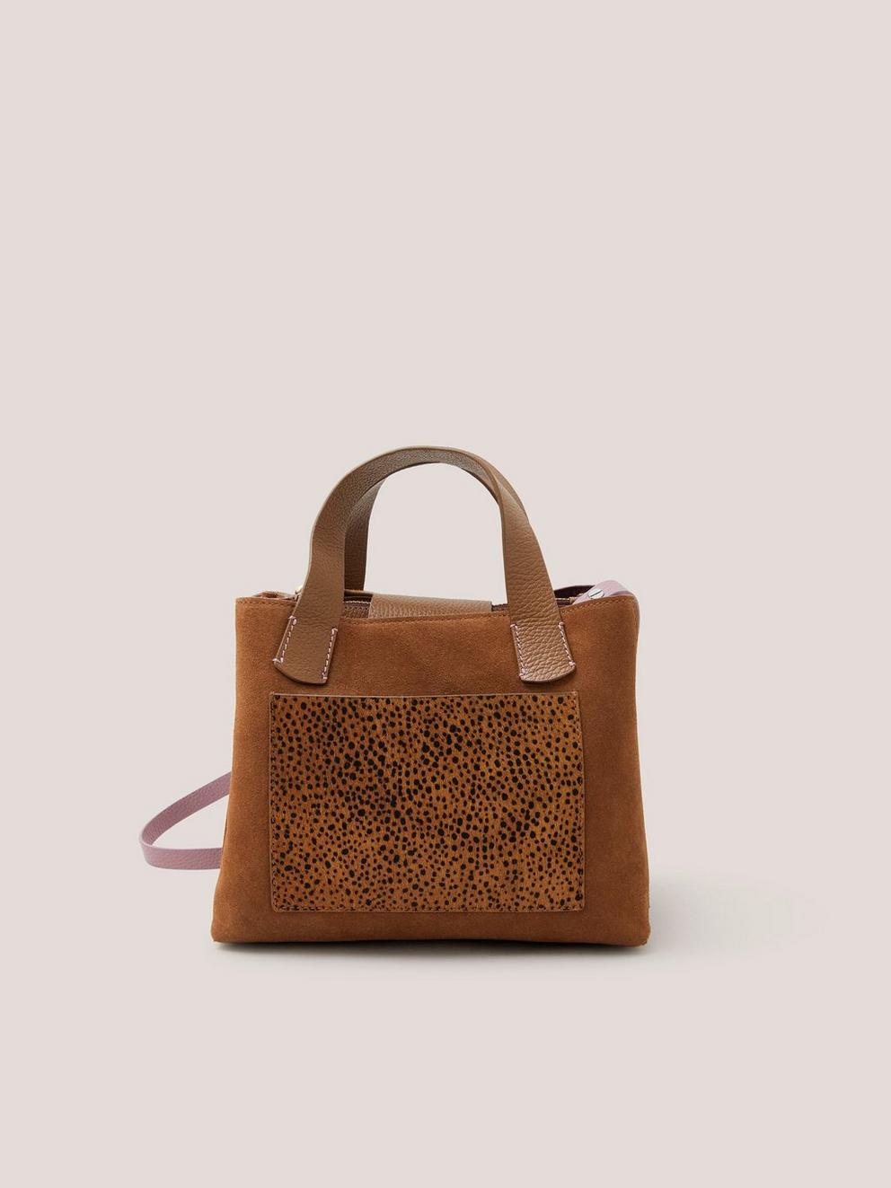 Mini Helena Leather Tote in TAN MULTI - MODEL FRONT