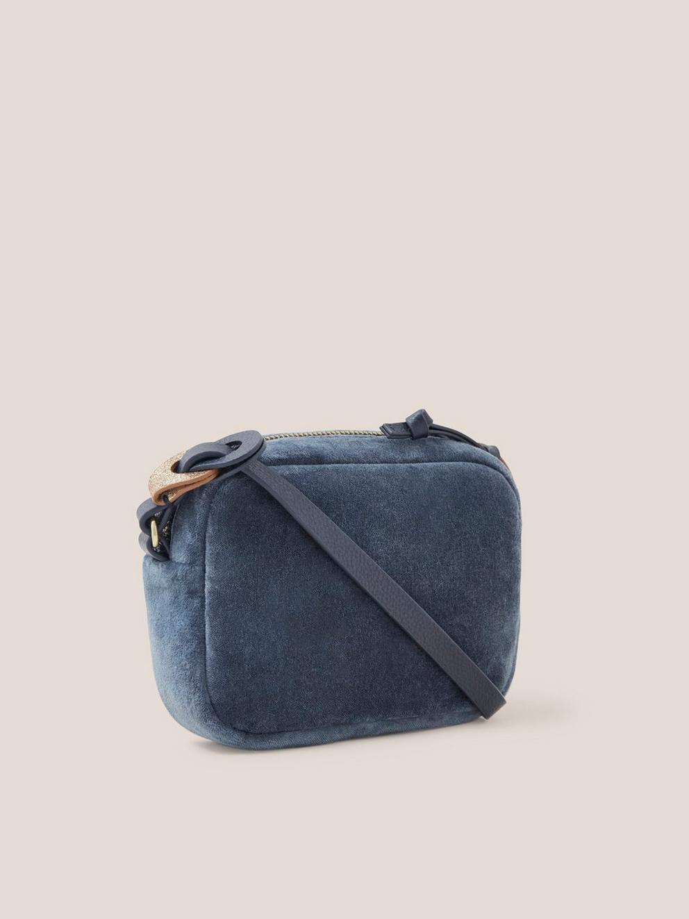 Lexi Velvet Mini Camera bag in DK TEAL - FLAT BACK