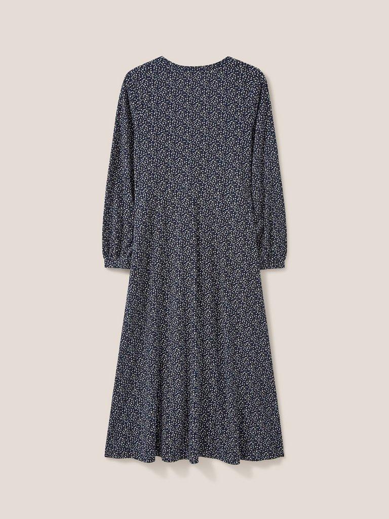 Megan Jersey V Neck Dress in NAVY MULTI - FLAT BACK