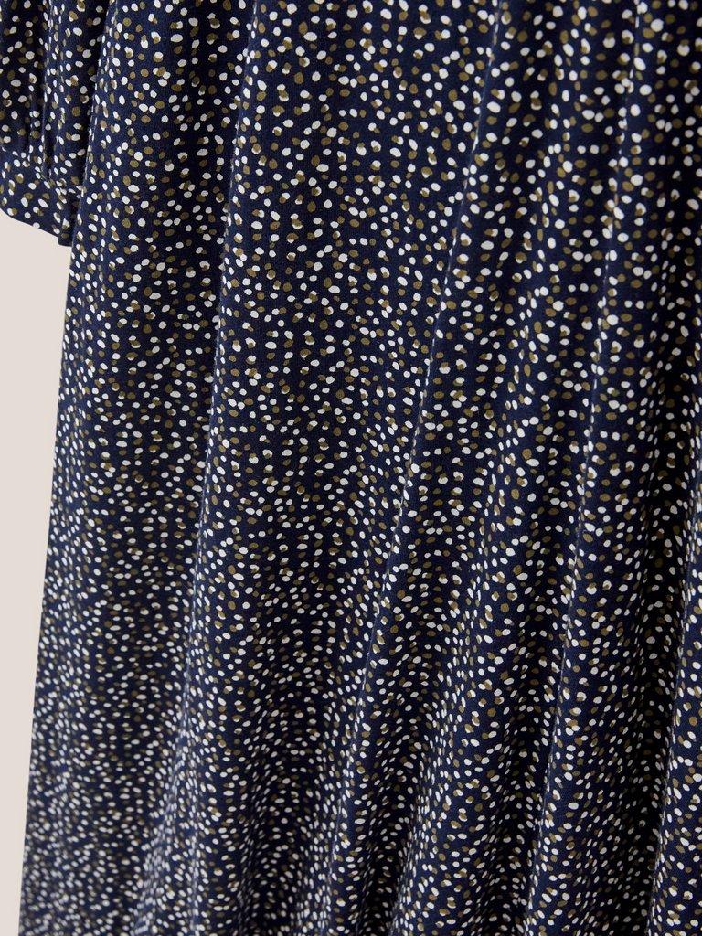 Megan Jersey V Neck Dress in NAVY MULTI - FLAT DETAIL