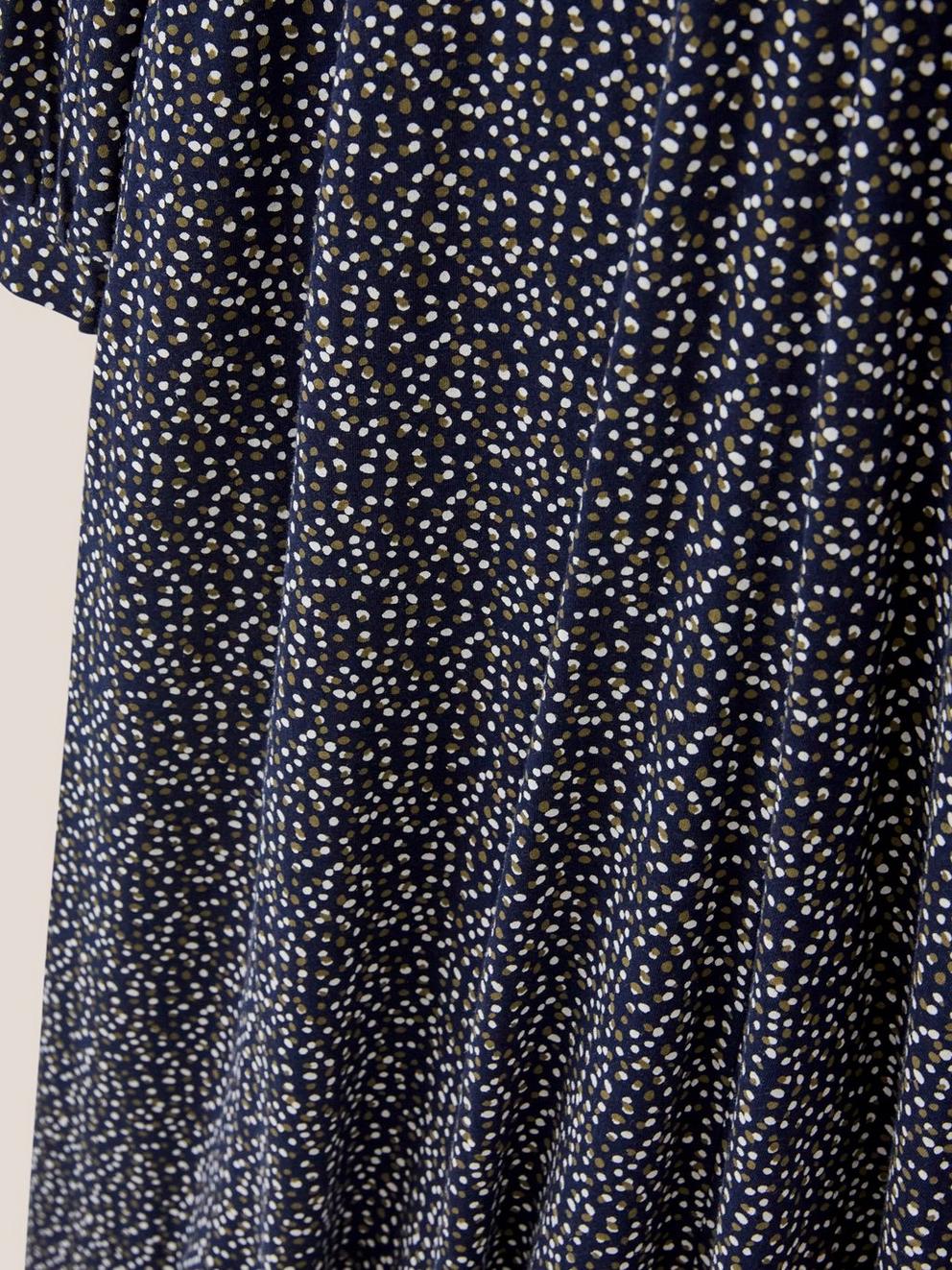 Megan Jersey V Neck Dress in NAVY MULTI - FLAT DETAIL