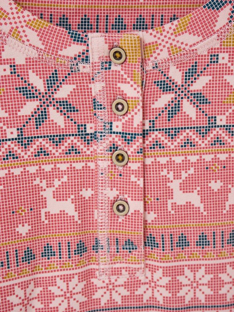 Fairisle Reindeer PJ Top in PINK MLT - FLAT DETAIL