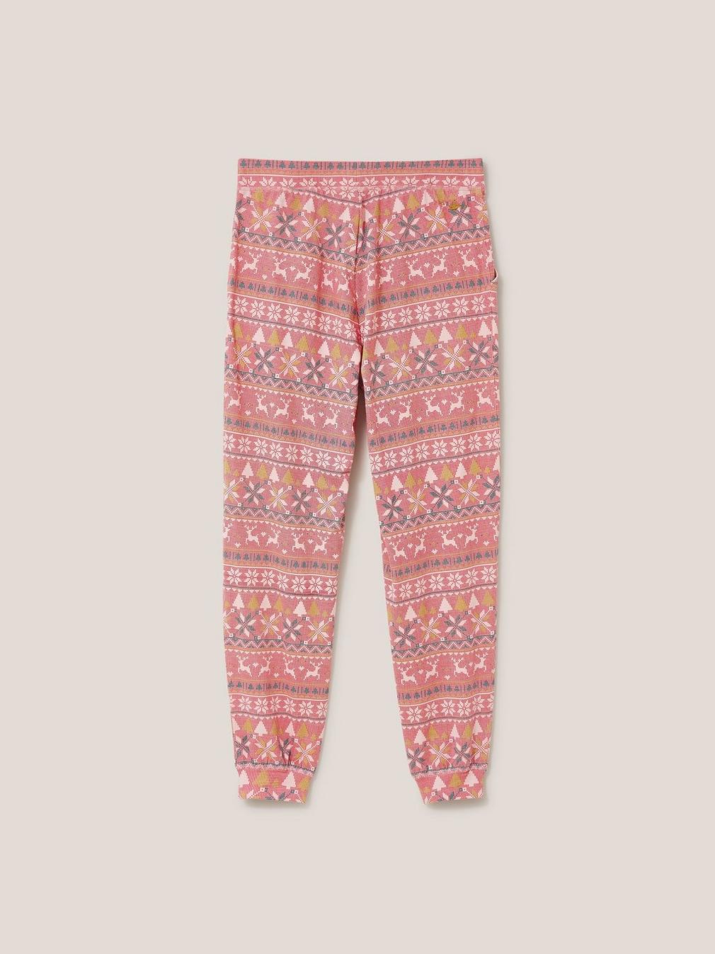 Fairisle Reindeer Freya Jogger in PINK MLT - FLAT BACK