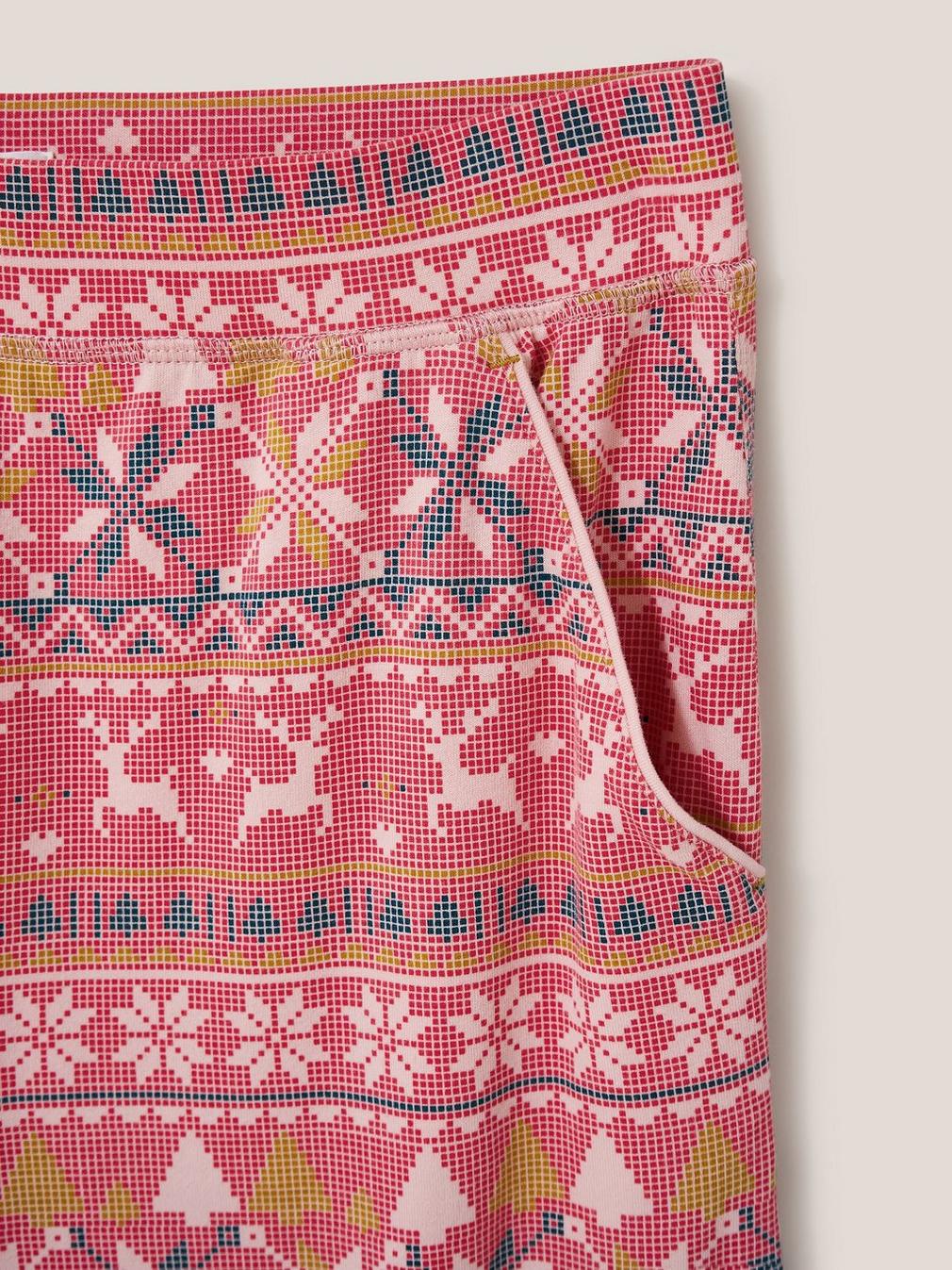 Fairisle Reindeer Freya Jogger in PINK MLT - FLAT DETAIL