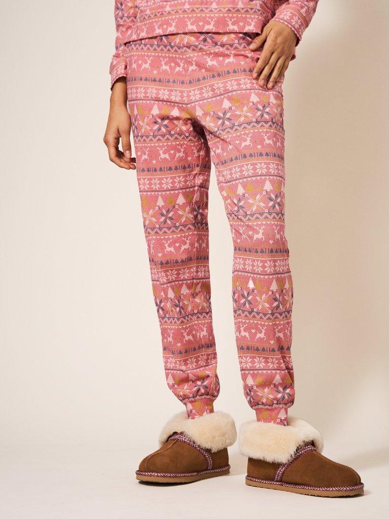 Fairisle Reindeer Freya Jogger in PINK MLT - LIFESTYLE