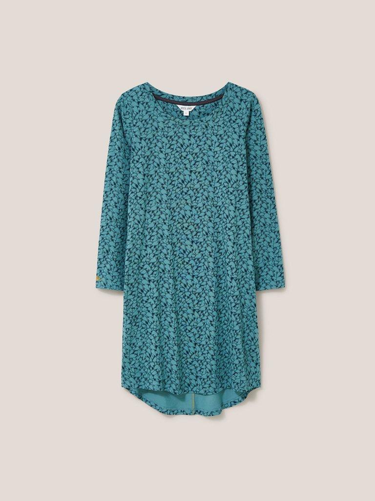 Eva Jersey Nightie in TEAL MLT - FLAT FRONT