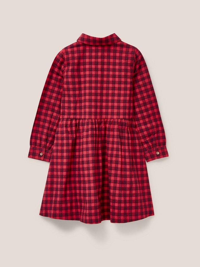 Leila Check Shirt Dress in RED MLT - FLAT BACK