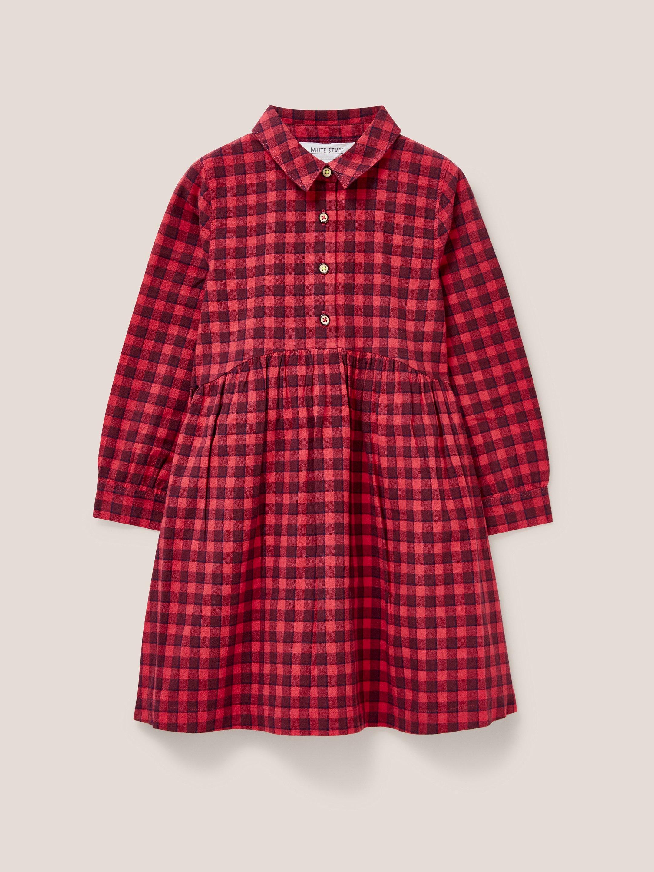 Leila Check Shirt Dress in RED MULTI