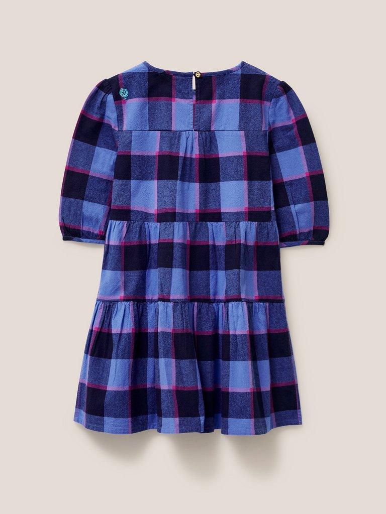 Chloe Check Dress in BLUE MLT - FLAT BACK