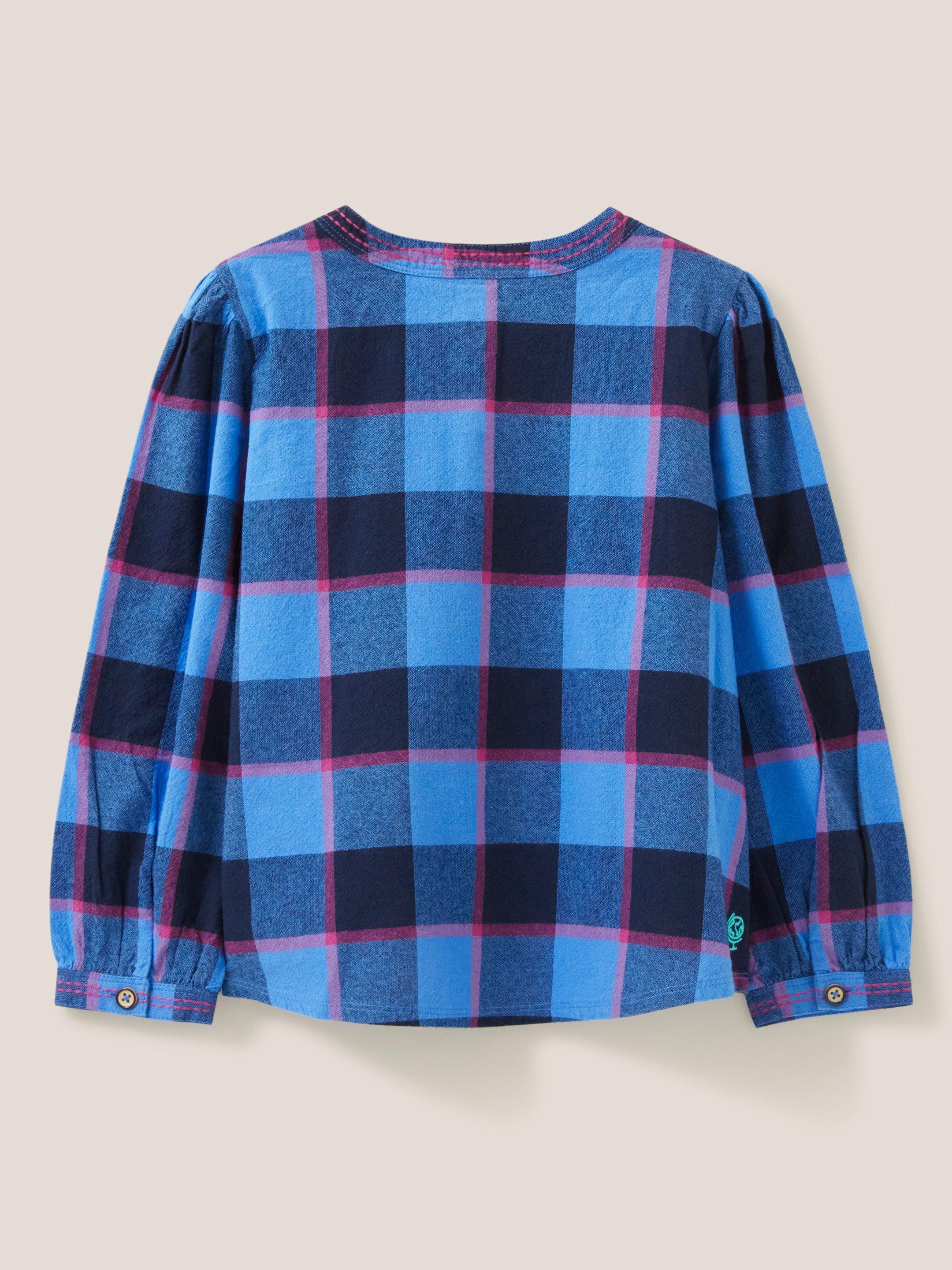 Molly Check Top in BLUE MLT - FLAT BACK