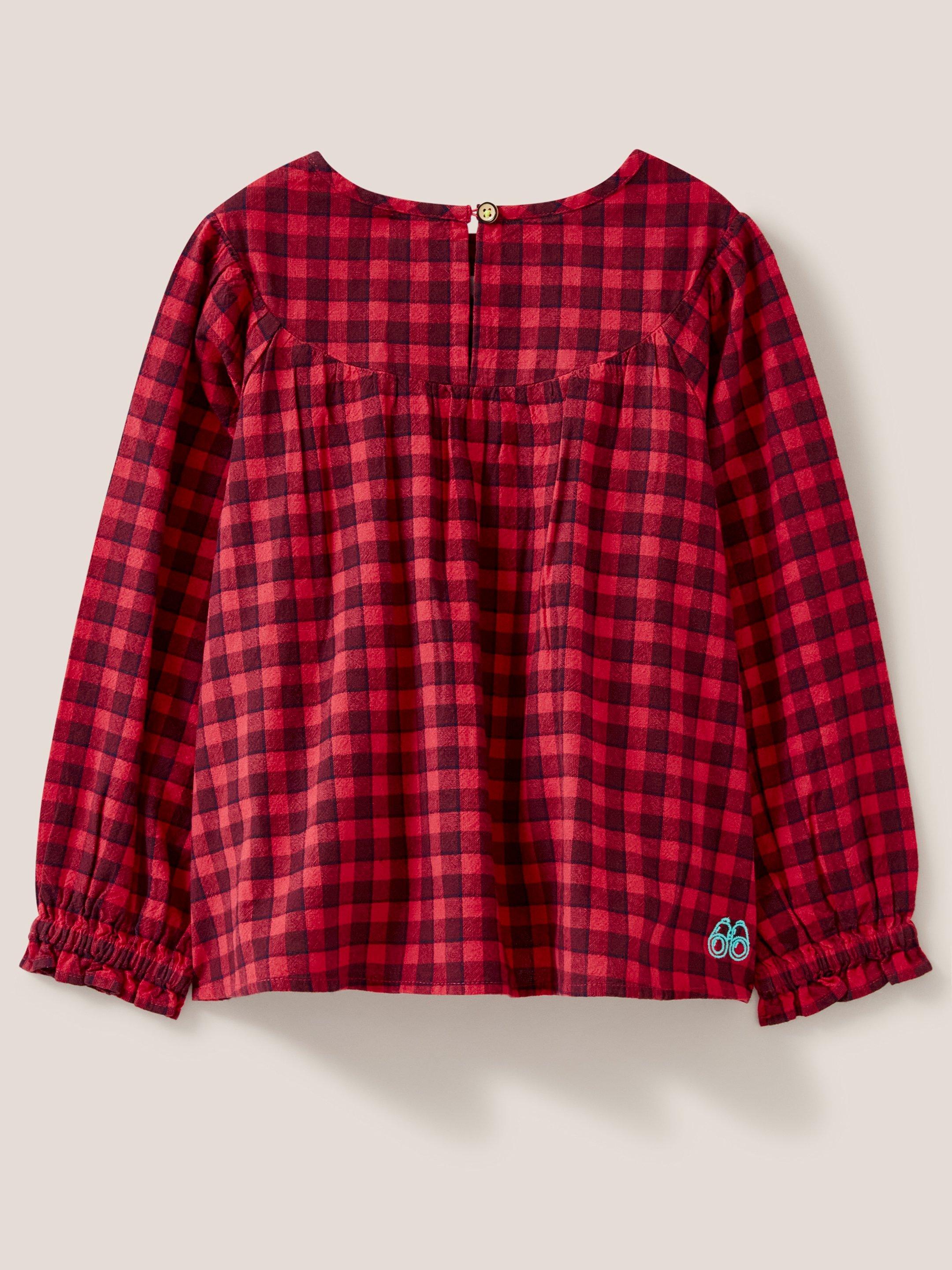Adeline Check Top in RED MLT - FLAT BACK