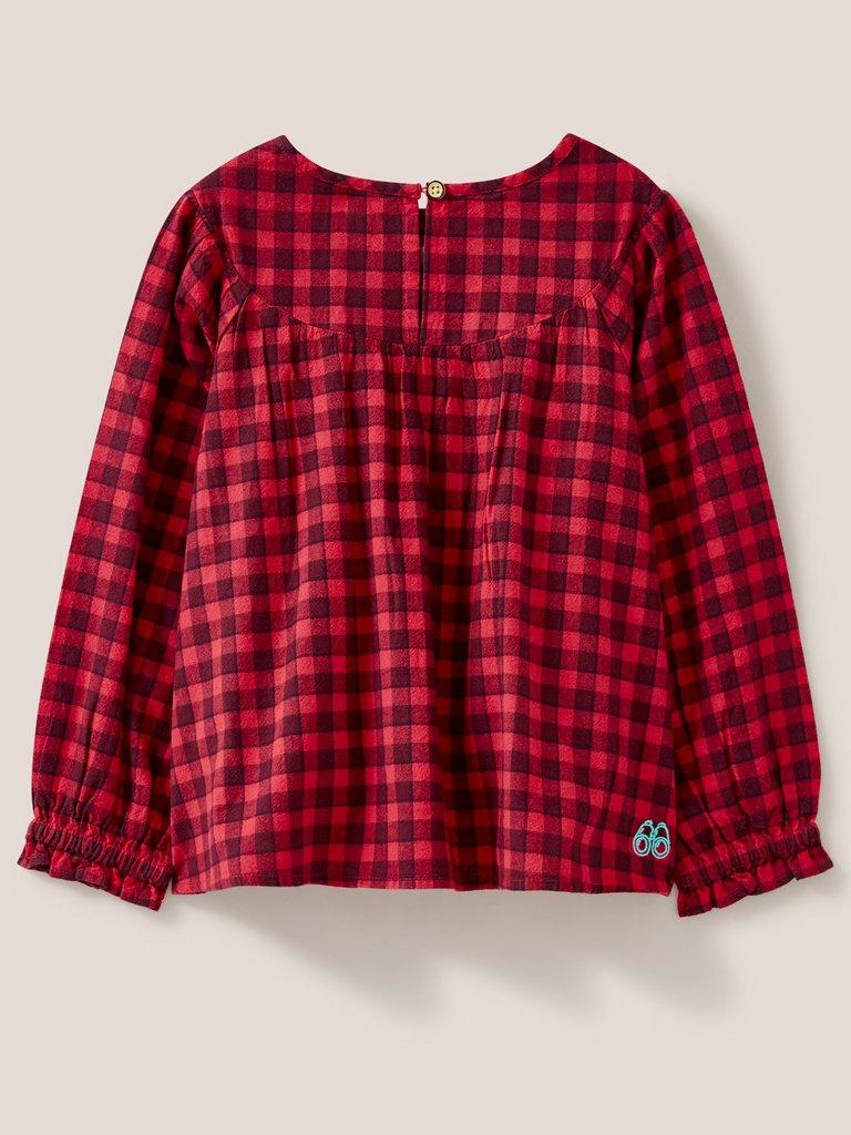 Adeline Check Top in RED MLT - FLAT BACK