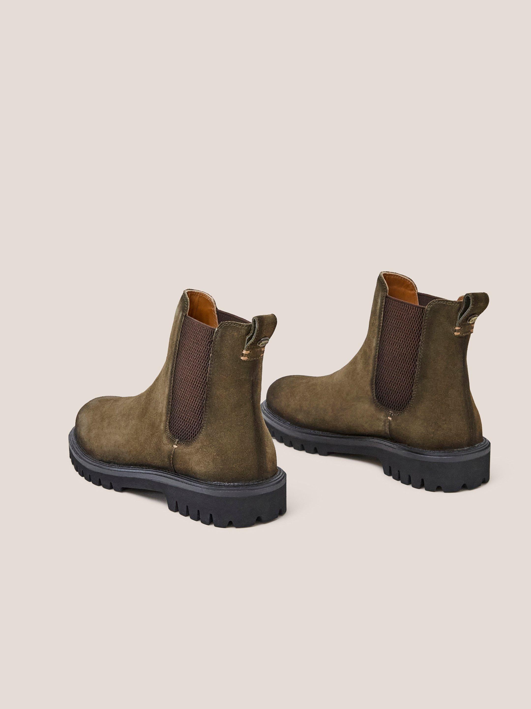 Chunky Suede Chelsea Boot in KHAKI GRN - FLAT BACK