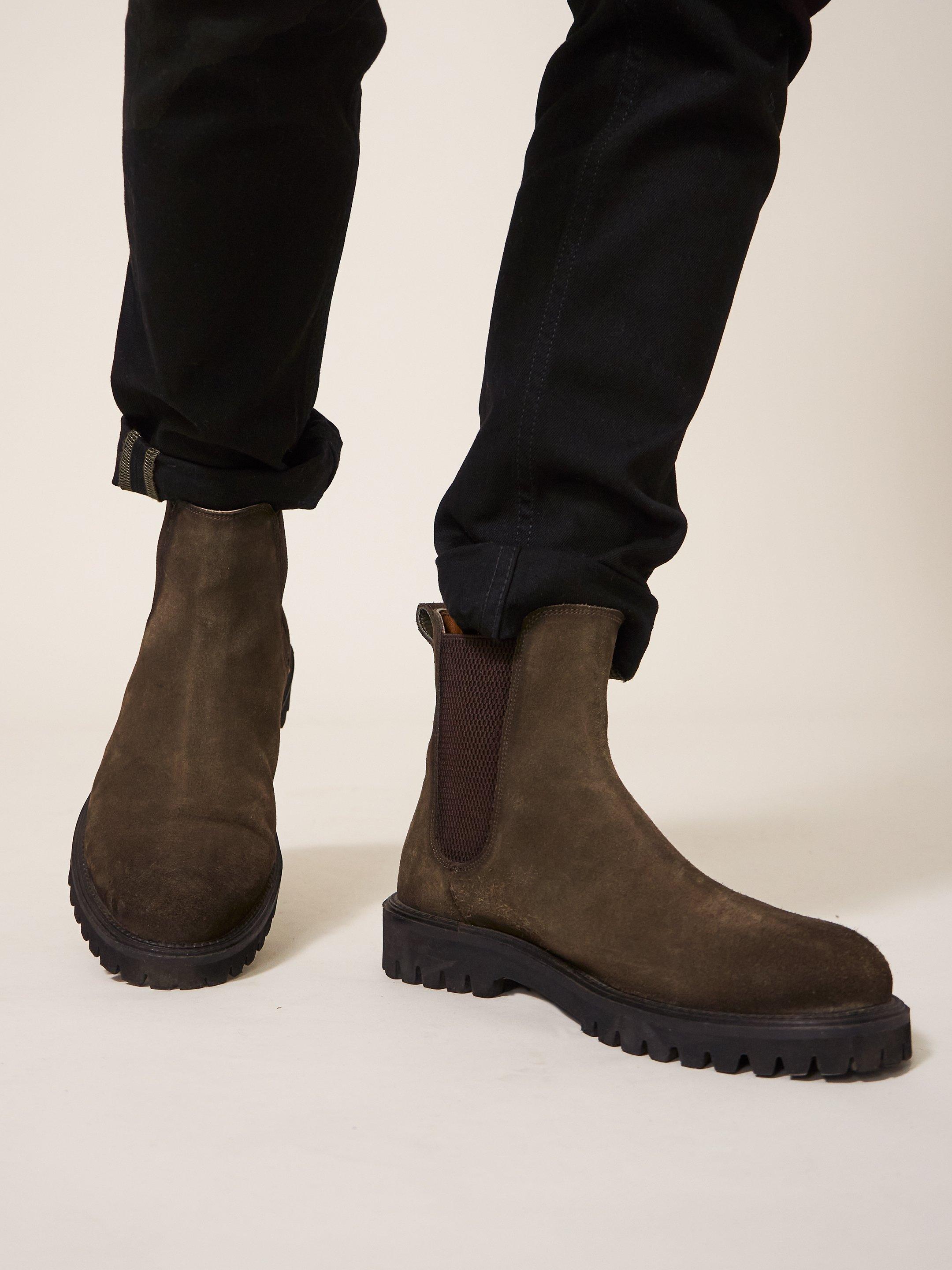 Chunky Suede Chelsea Boot in KHAKI GRN - LIFESTYLE