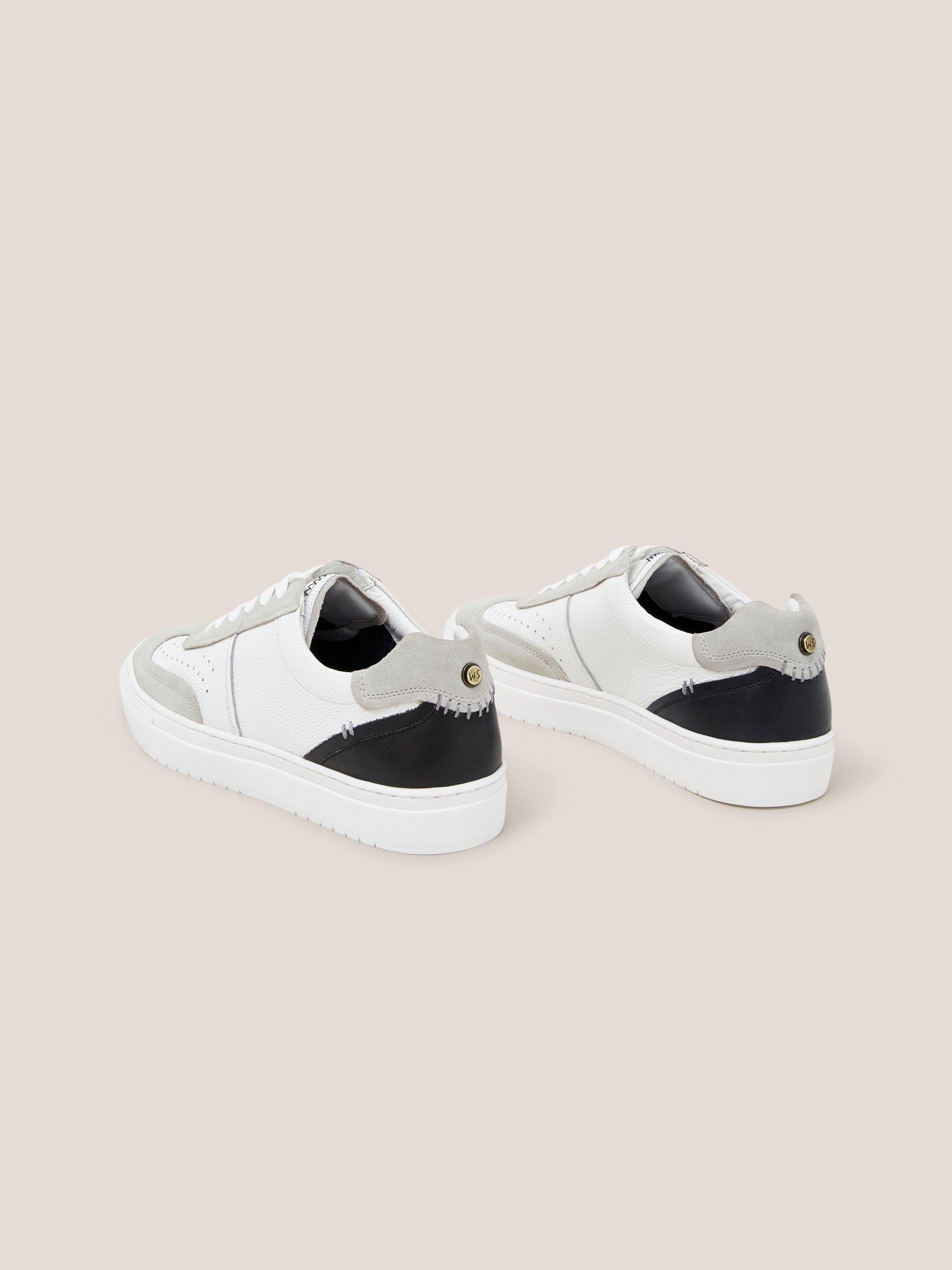 Leather Lace Up Trainer in WHITE MLT - FLAT DETAIL