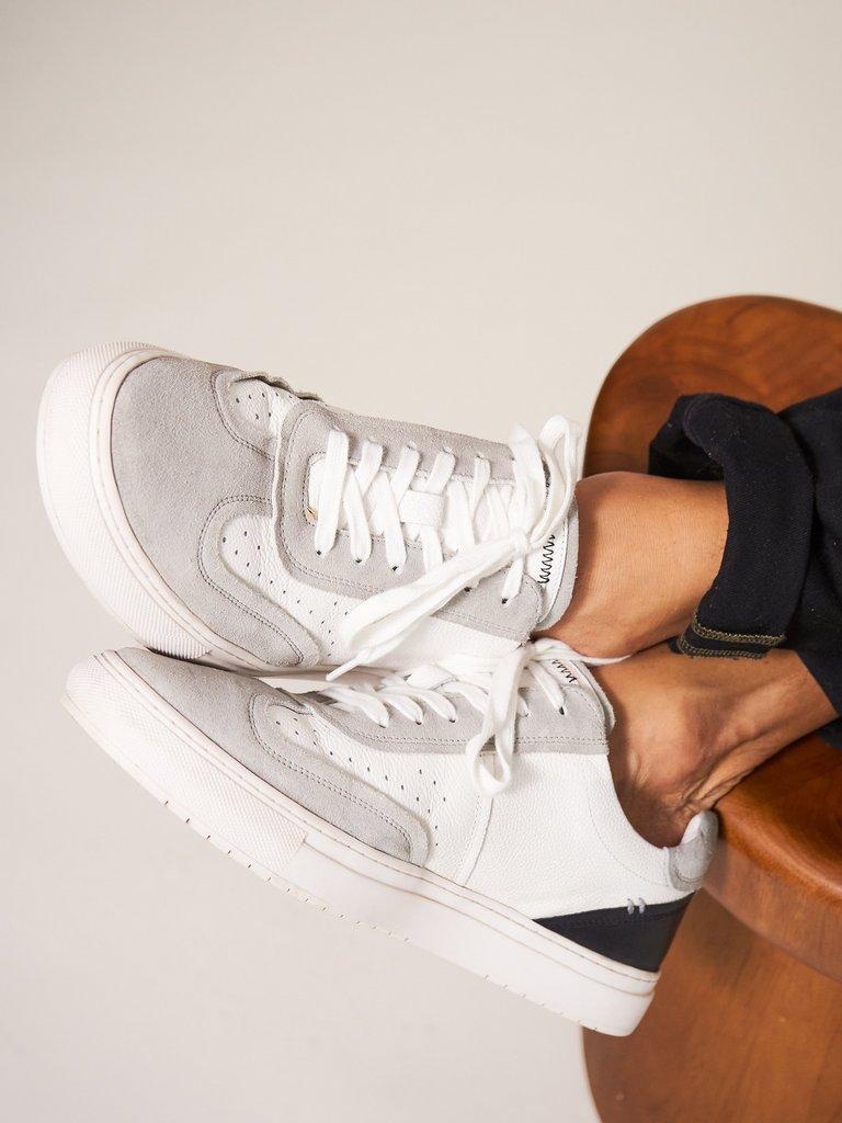 Leather Lace Up Trainer in WHITE MLT - LIFESTYLE