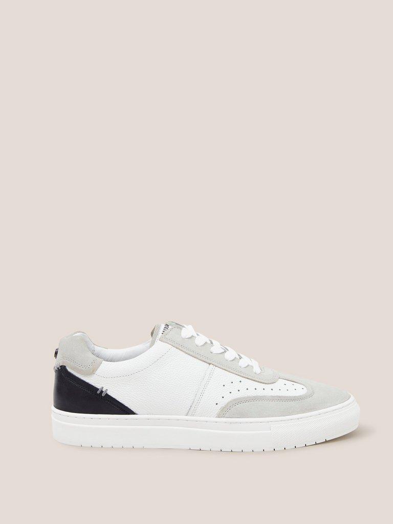 Leather Lace Up Trainer in WHITE MLT - MODEL FRONT