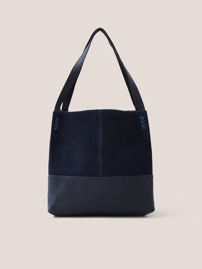 Hettie Leather Tote in DARK NAVY - FLAT BACK
