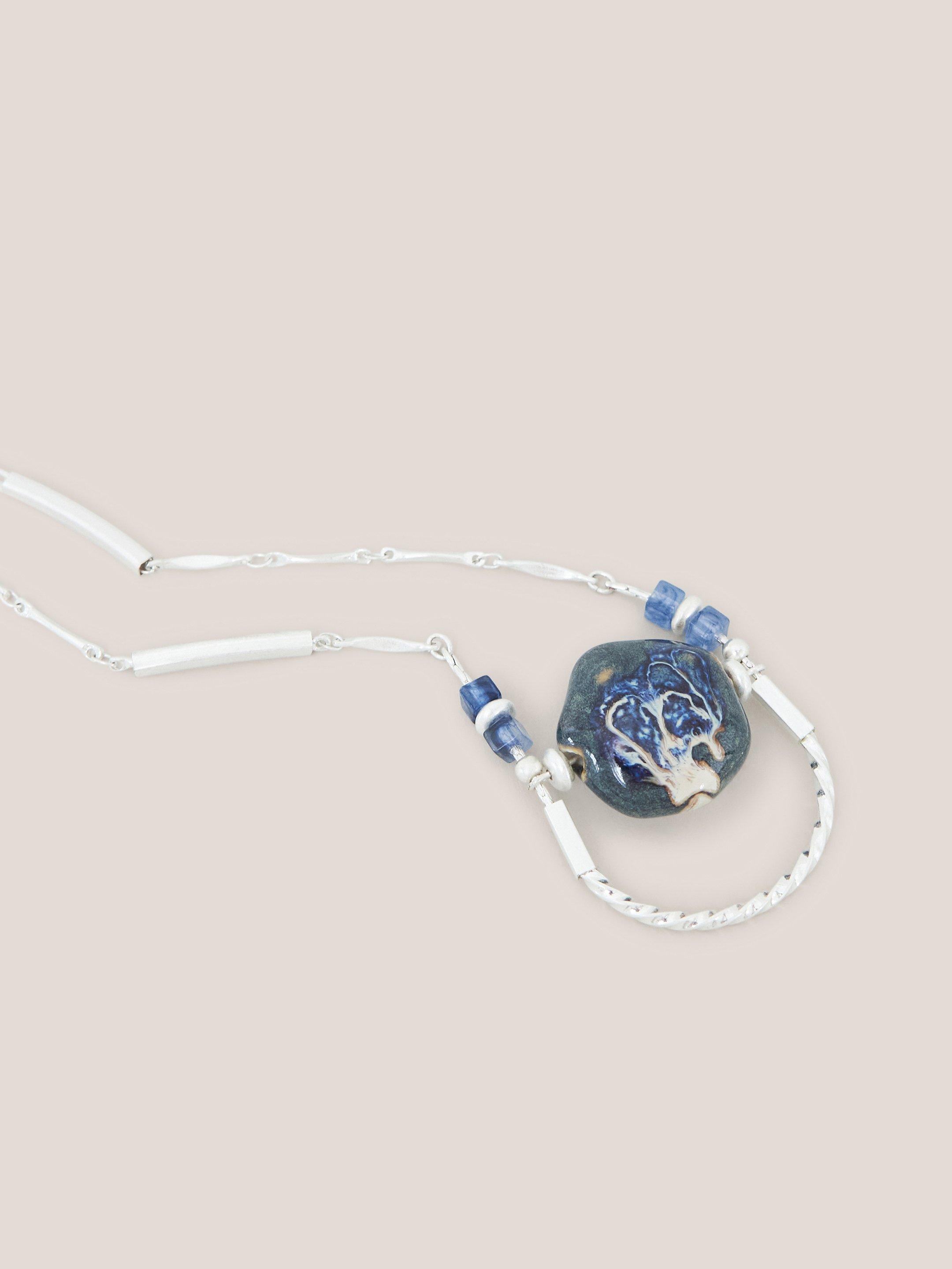 Stone Pendant Necklace in BLUE MLT - FLAT DETAIL