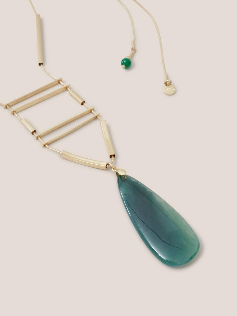 Teardrop Stone Necklace in GREEN MLT - FLAT DETAIL