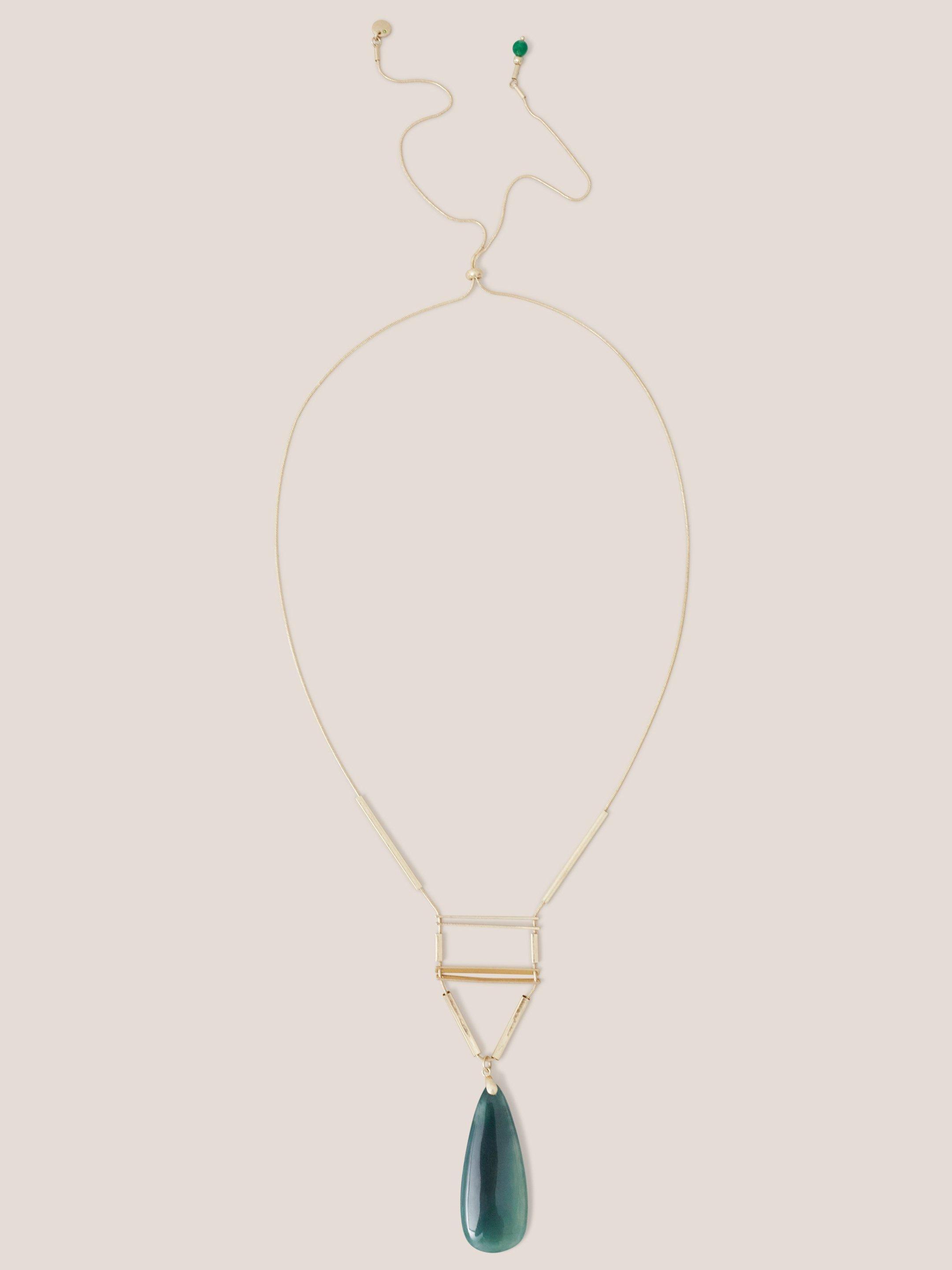 Teardrop Stone Necklace in GREEN MLT - FLAT FRONT