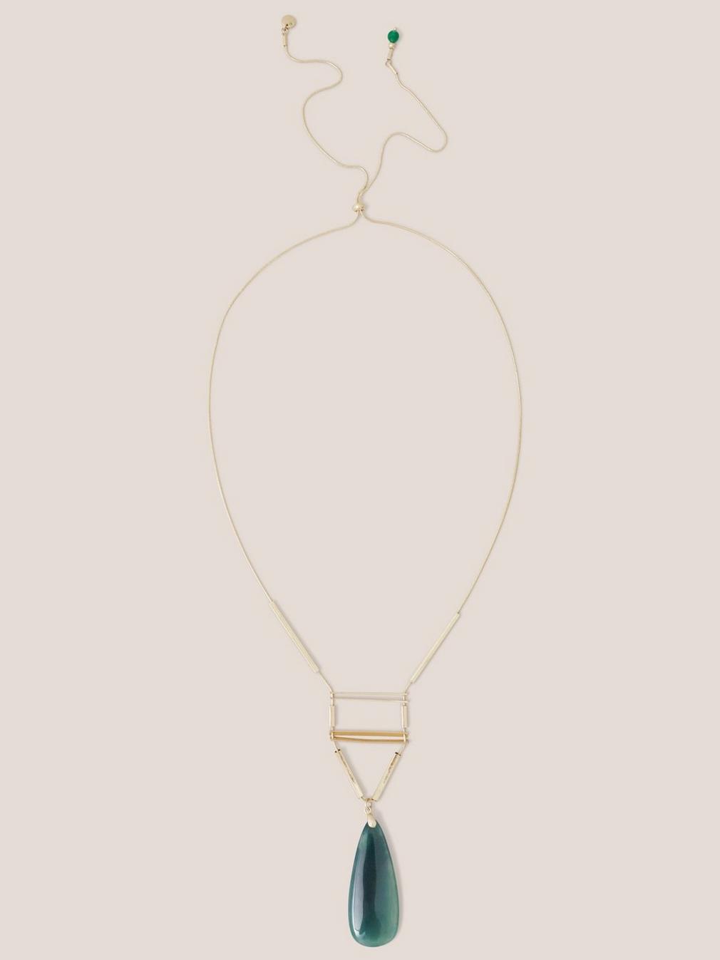 Teardrop Stone Necklace in GREEN MLT - FLAT FRONT