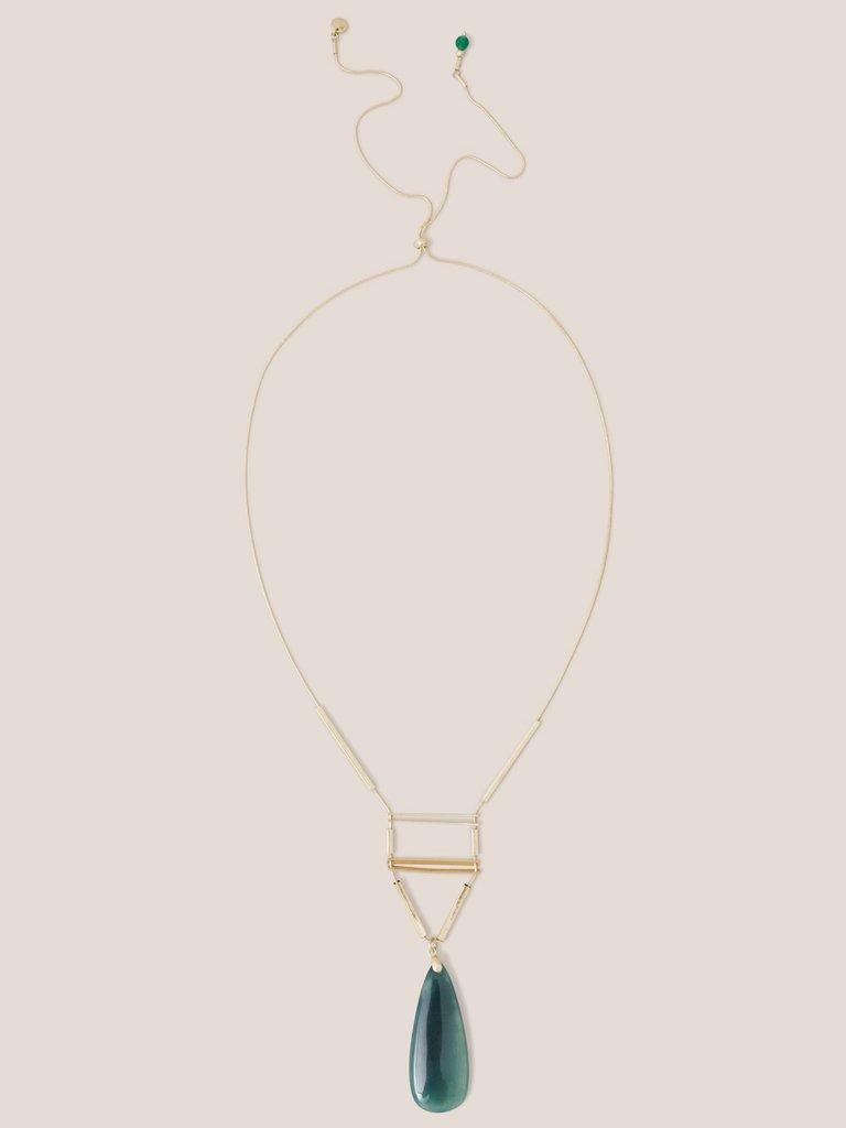 Teardrop Stone Necklace in GREEN MLT - FLAT FRONT