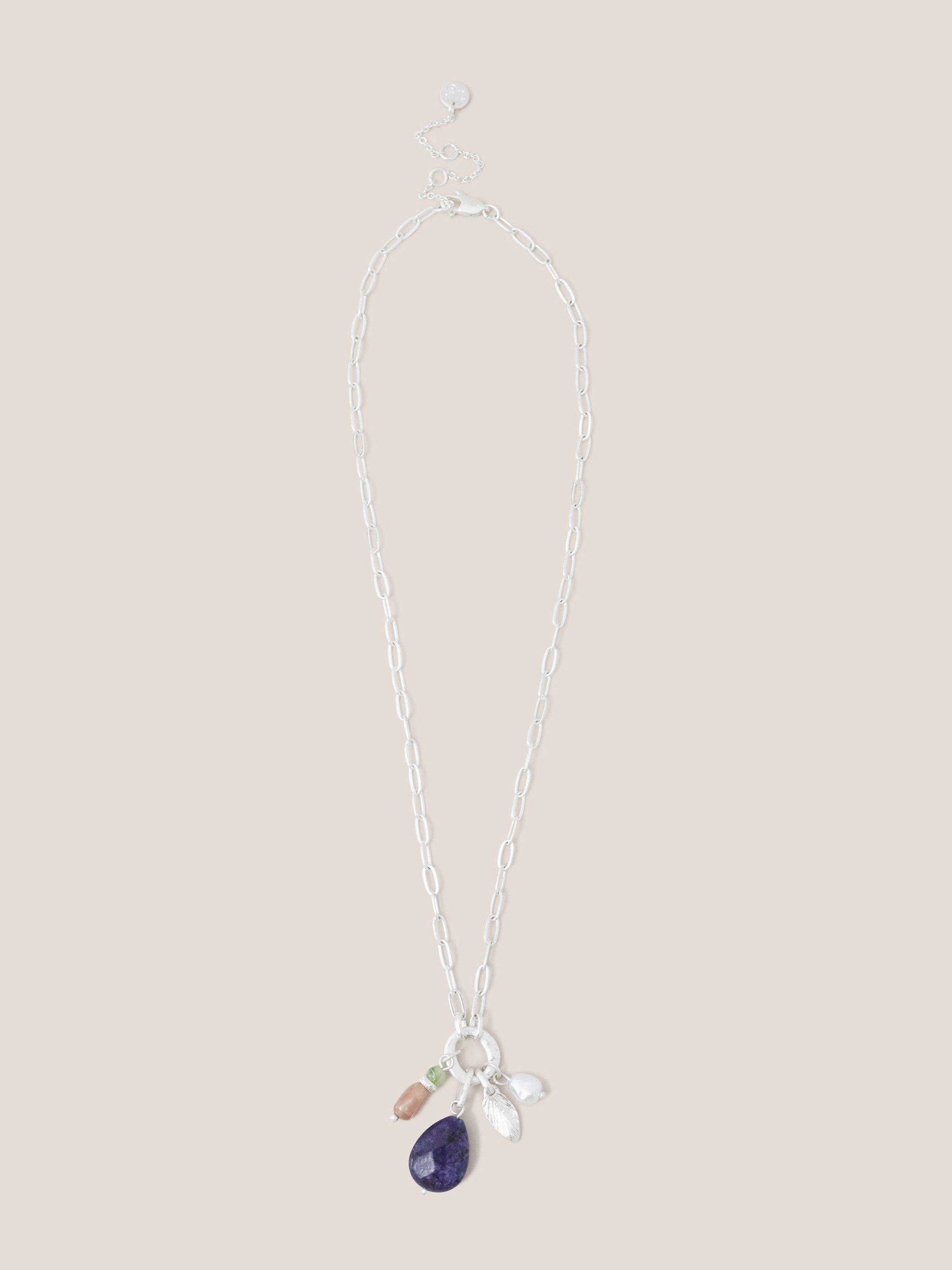 Multi Charm Necklace in BLUE MLT - FLAT FRONT