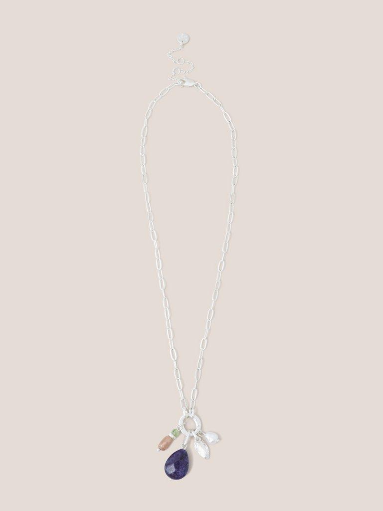 Multi Charm Necklace in BLUE MLT - FLAT FRONT