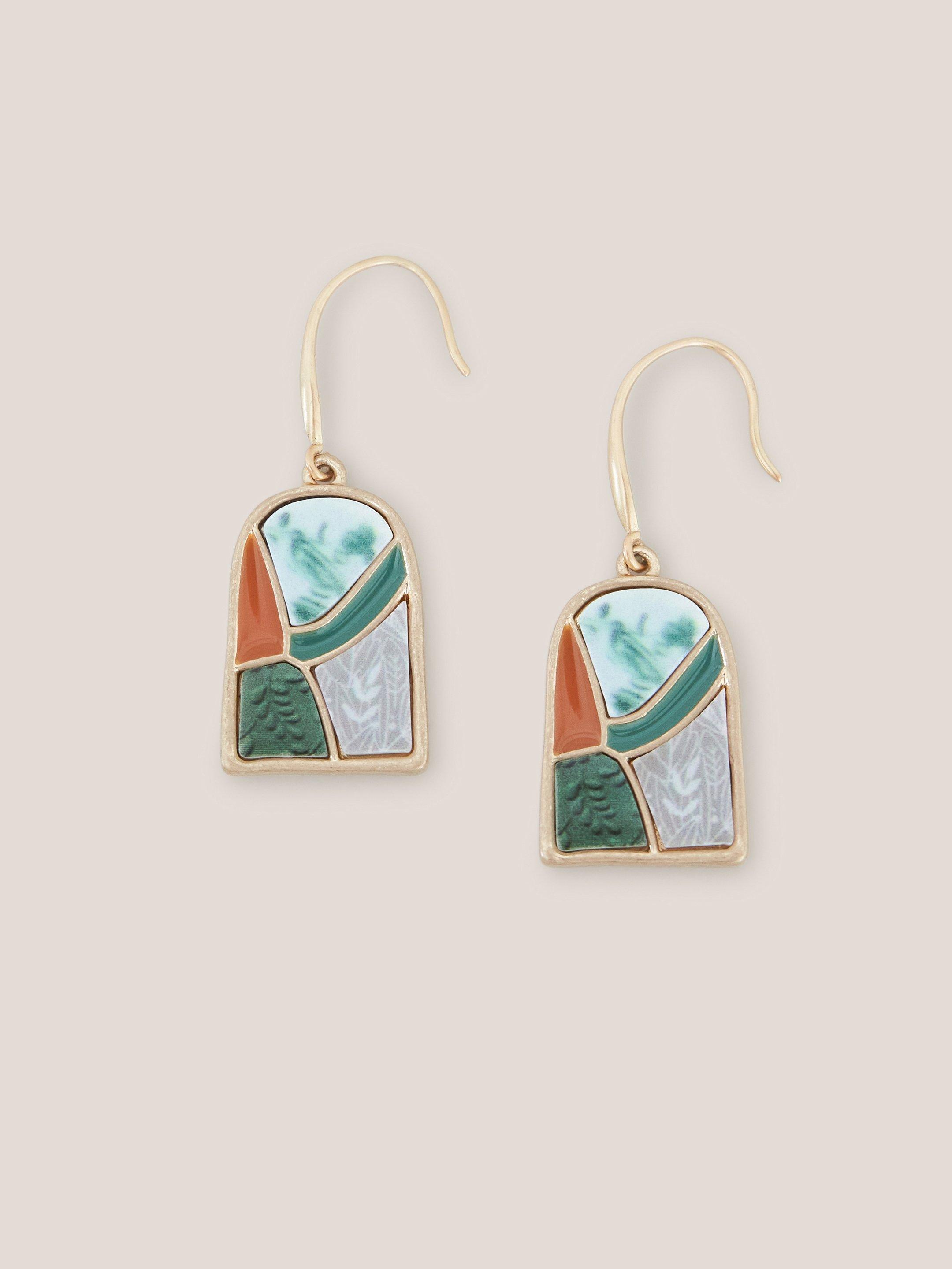 Pebble Mosaic Tile Earrings in GREEN MLT - FLAT BACK