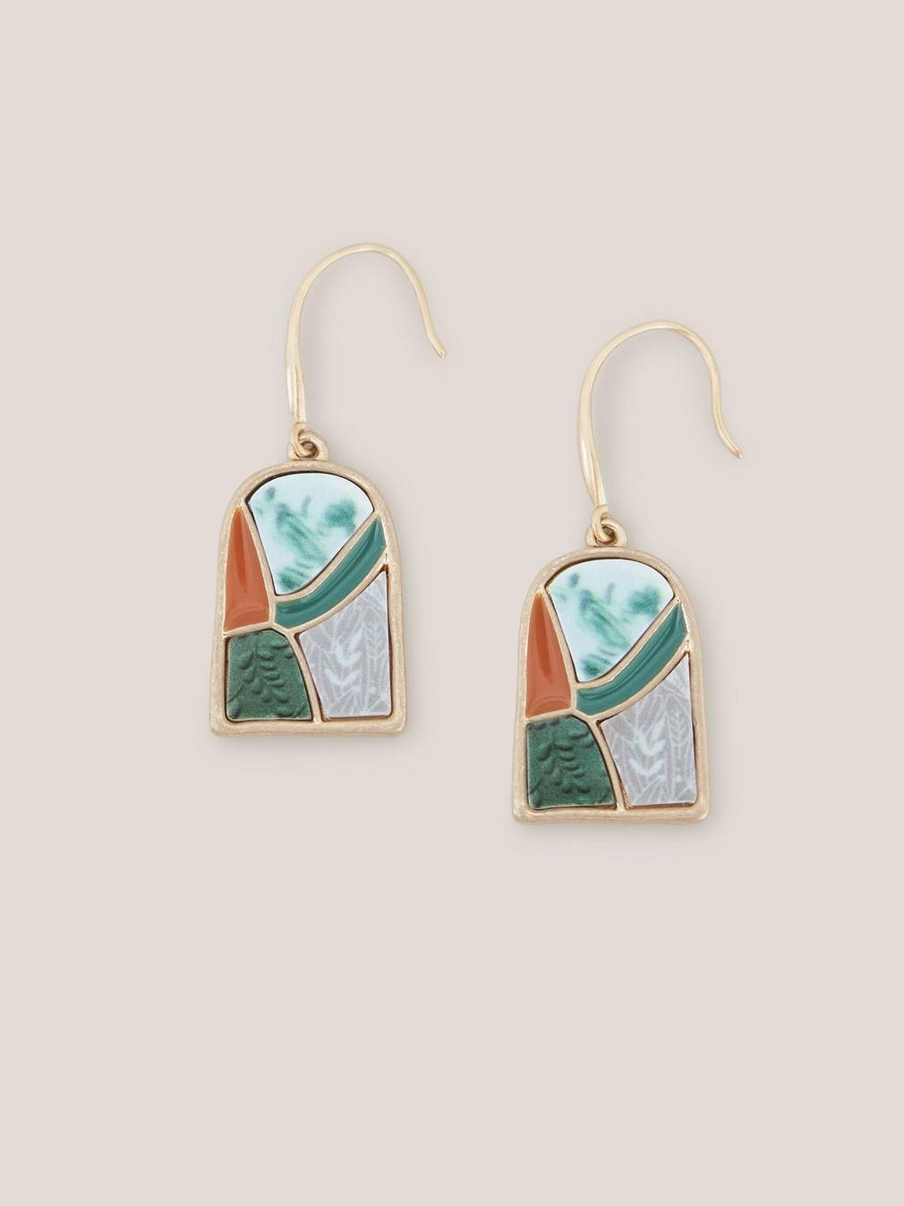 Pebble Mosaic Tile Earrings in GREEN MLT - FLAT BACK