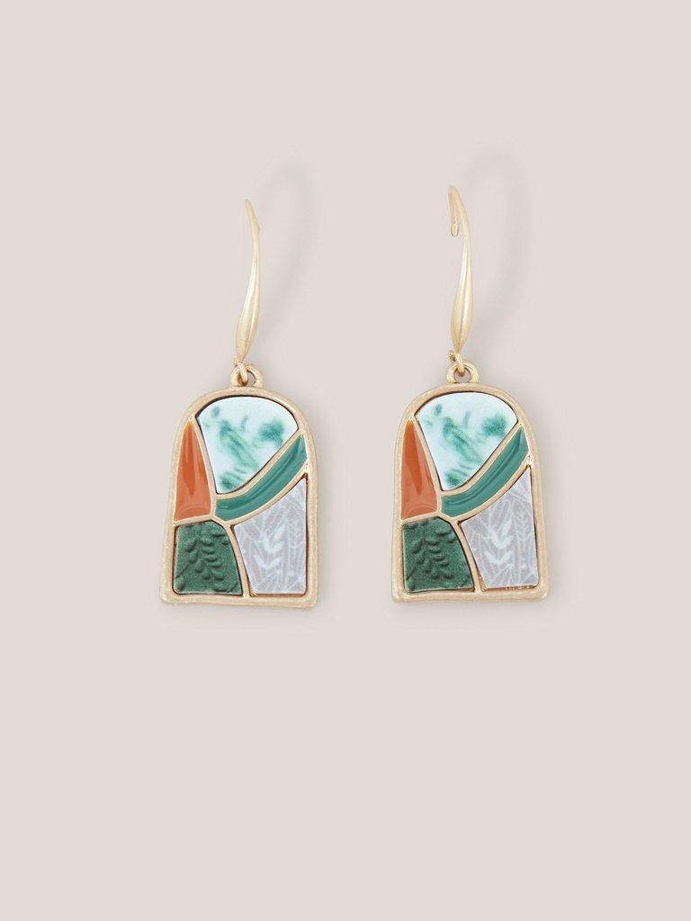 Pebble Mosaic Tile Earrings in GREEN MLT - FLAT FRONT