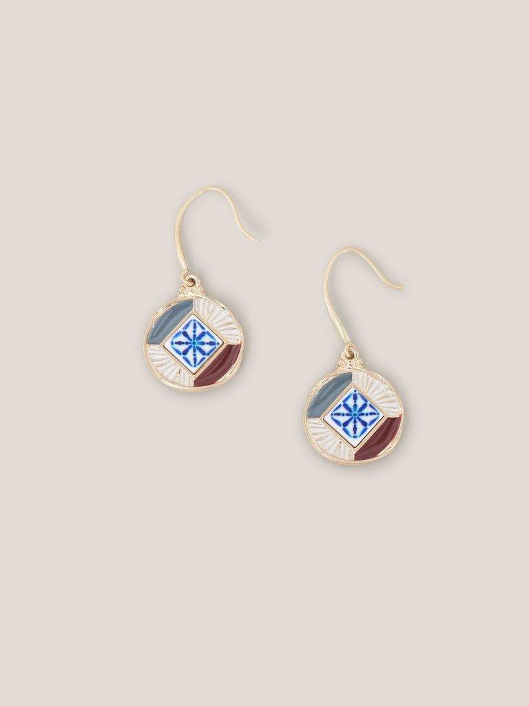 Circular Mosaic Tile Earrings in GLD TN MET - FLAT BACK