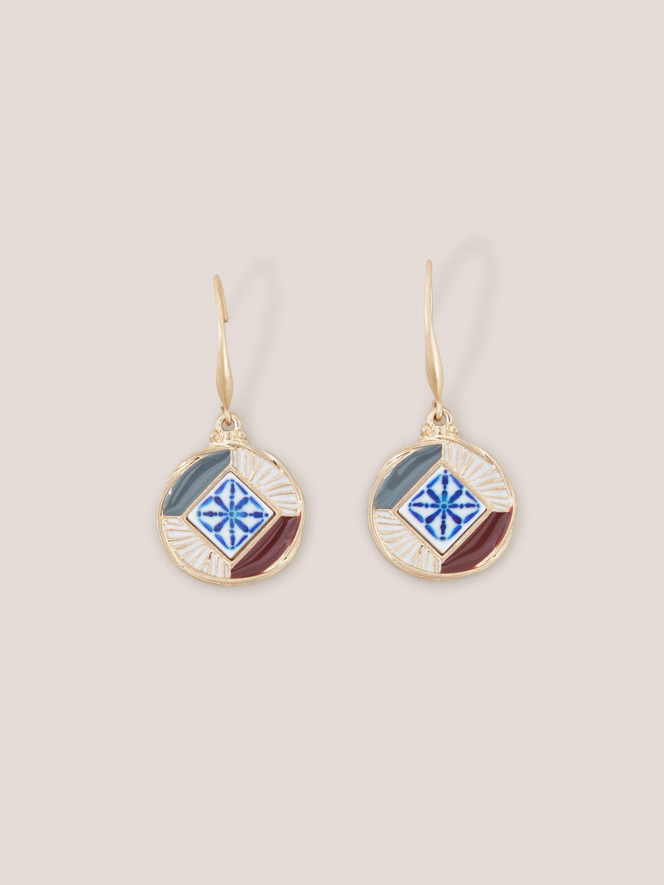 Circular Mosaic Tile Earrings