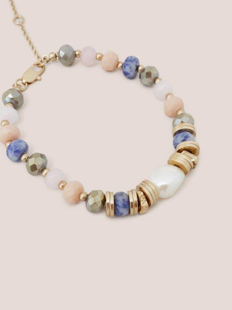 Gem Beaded Bracelet in PINK MLT - FLAT DETAIL